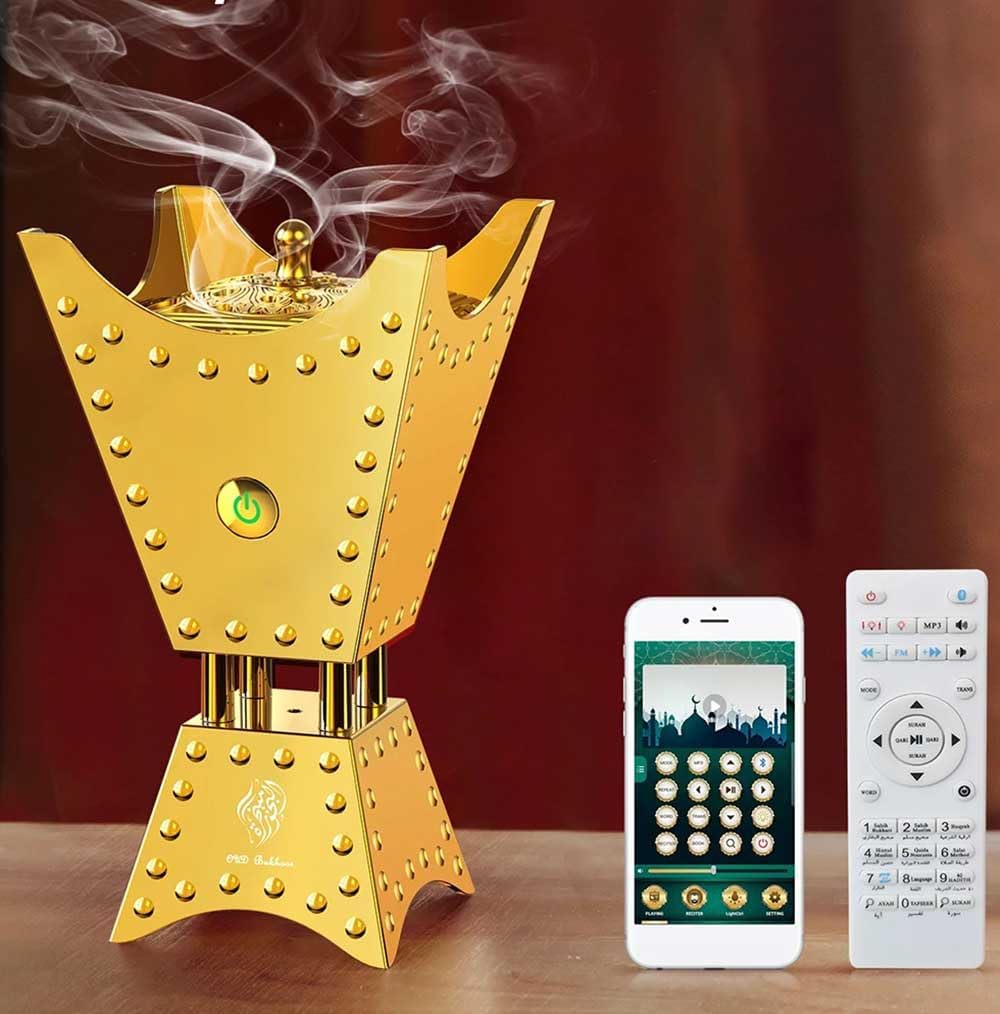 Mabkhara/ Bakhoor Arabic Electric Incense Oud Burner + Quran Muslim Speaker Remote and App Control